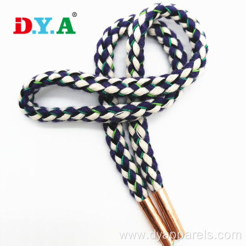 Drawstring Cord Twisted Cotton Cord With Metal Tips